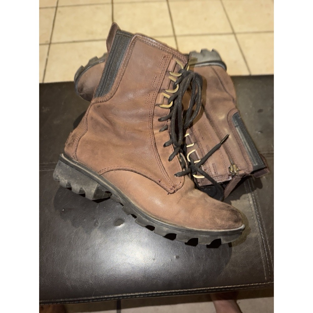 Sorel Womens Phoenix Boot Size 7 Waterproof brown Combat Lace Up Bootie Lug